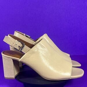 Donald Pliner Piri Lizard Beige Leather Slingback Heel Mule Shoe Size 9-NEW